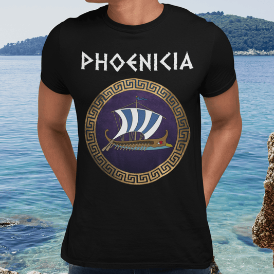 Black / S Phoenicia Ancient Phoenician Ship T-Shirt