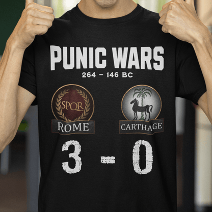 Black / S Punic Wars - Rome vs Carthage - 3 to 0 Final Score  - Funny History T-shirt