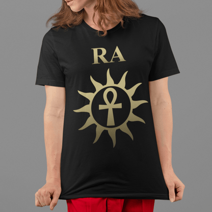 Black / S Ra Ancient Egyptian God Sun God Ankh T-Shirt
