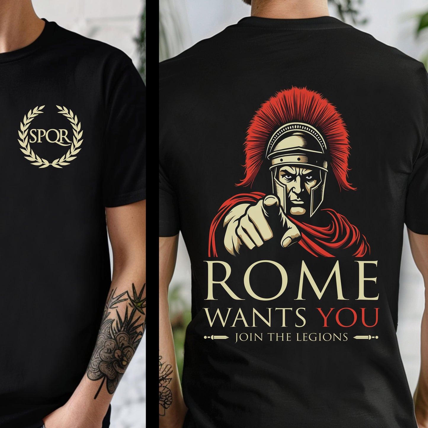Black / S ROME WANTS YOU - Join the Roman Legions Double Sided T-Shirt