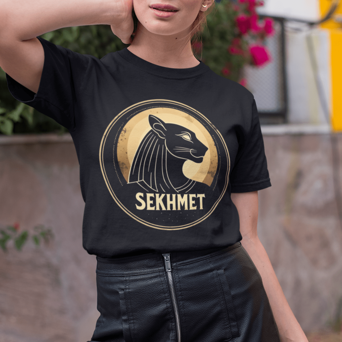 Black / S Sekhmet Ancient Egyptian Goddess - Sekhmet T-shirt