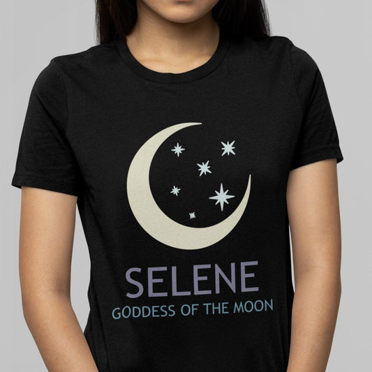 Black / S Selene Greek Goddess of the Moon T-Shirt