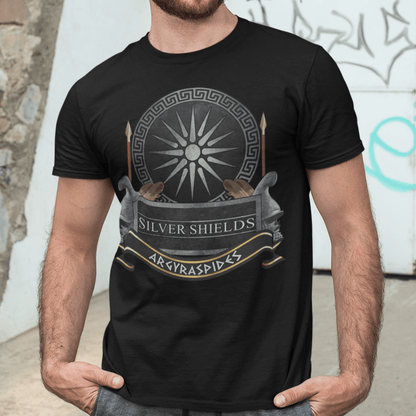 Black / S Silver Shields Argyraspides T-Shirt