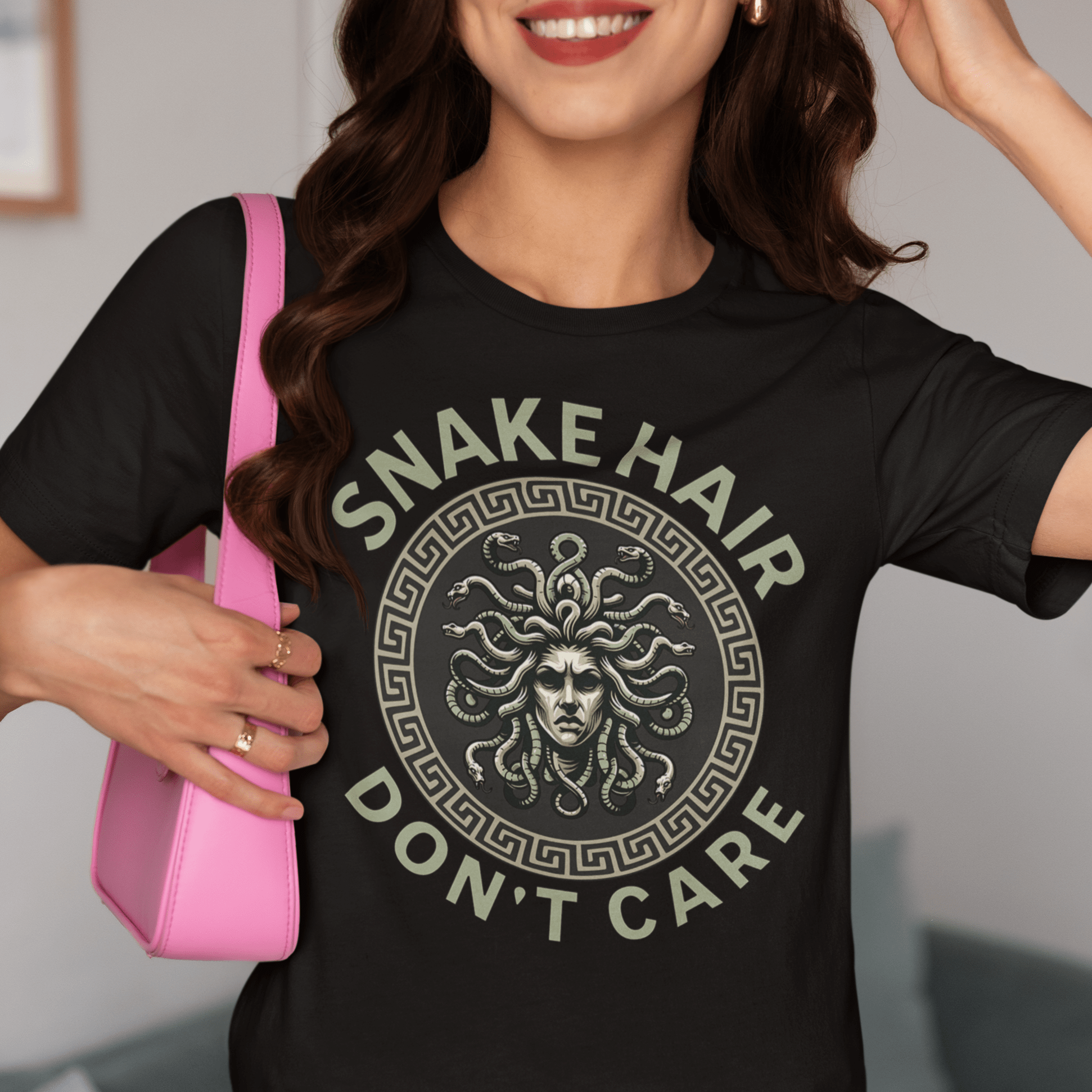 Black / S Snake Hair Don't Care Medusa T-Shirt
