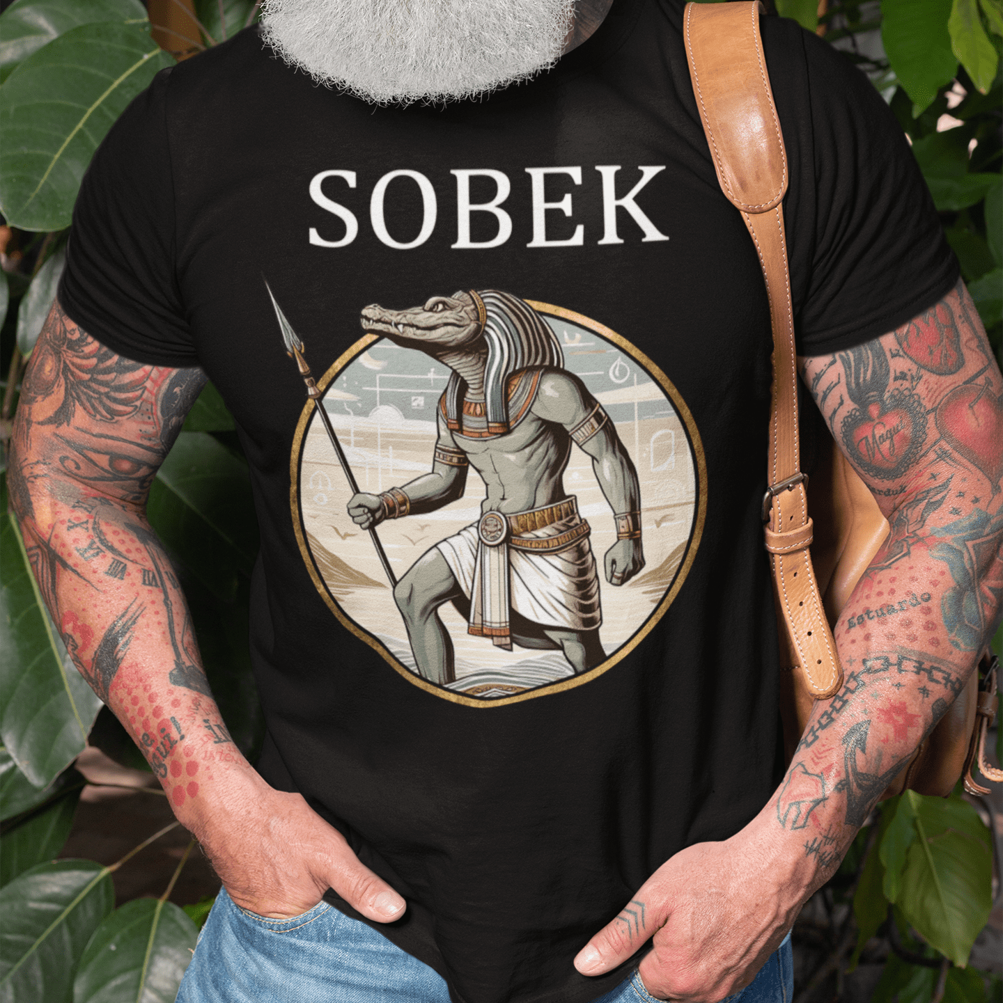 Black / S Sobek Egyptian God of the Nile and Crocodiles T-Shirt