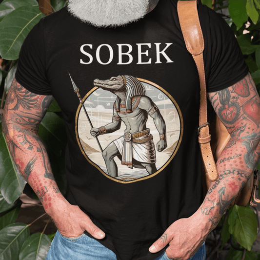 Black / S Sobek Egyptian God of the Nile and Crocodiles T-Shirt