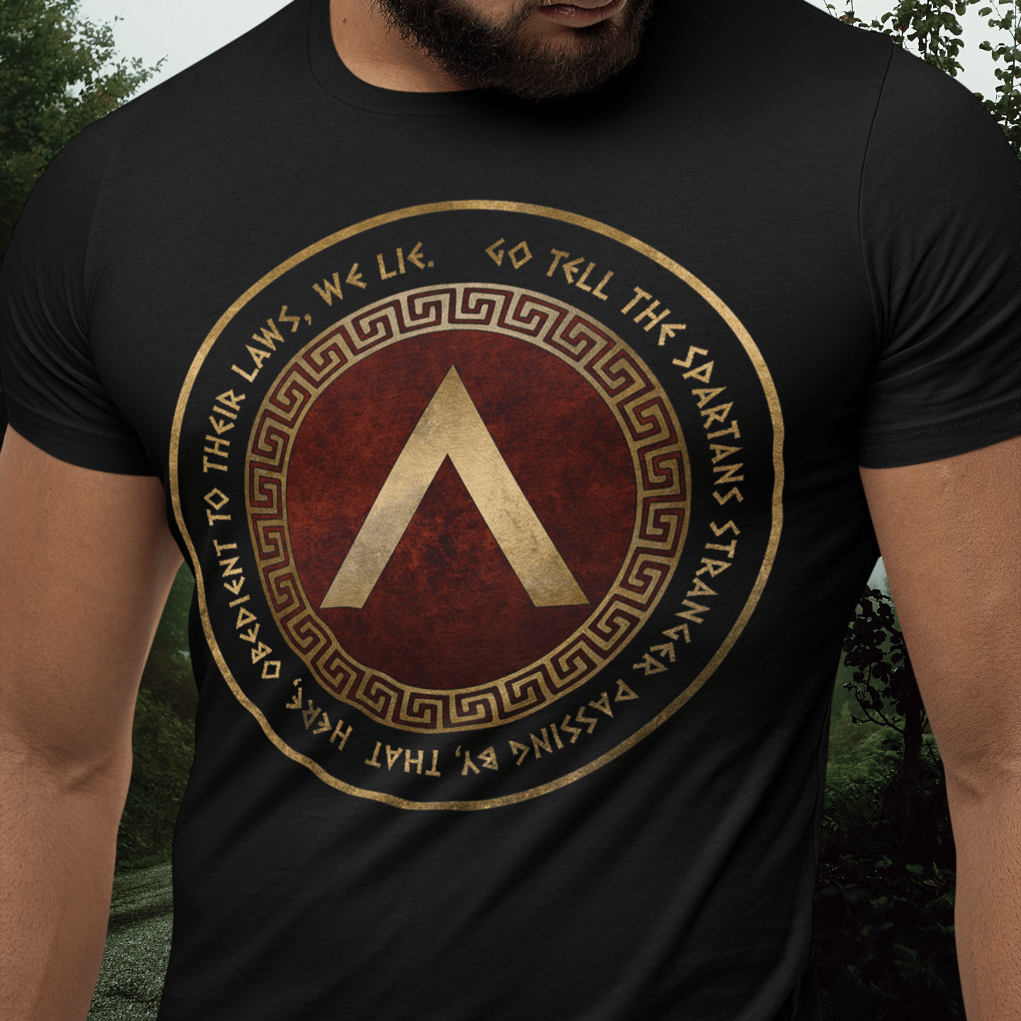 Black / S Sparta Battle of Thermopylae Epitaph T-Shirt