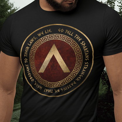 Black / S Sparta Battle of Thermopylae Epitaph T-Shirt