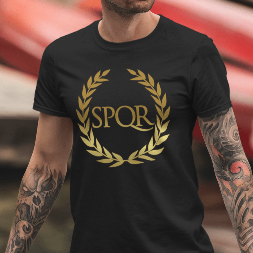 Black / S SPQR Ancient Rome Symbol T-shirt