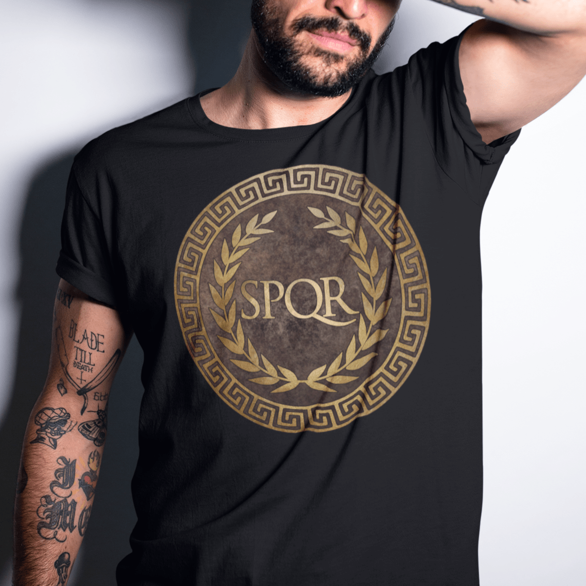 Black / S SPQR Symbol of Ancient Rome T-Shirt