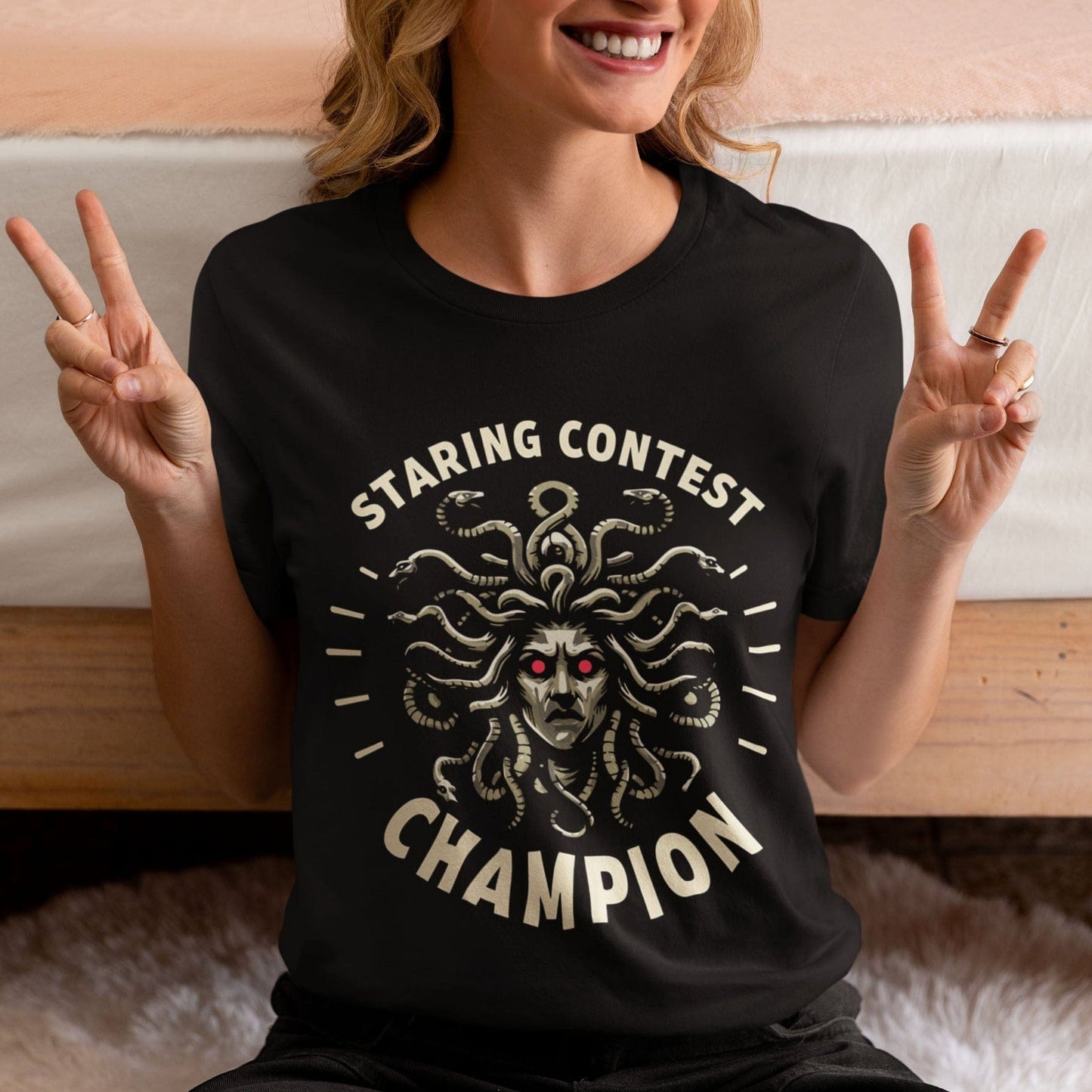 Black / S Staring Contest Champion Medusa T-Shirt