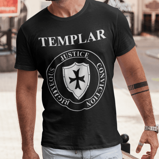 Black / S Templar Virtues of the Knights Templar Shield T-shirt