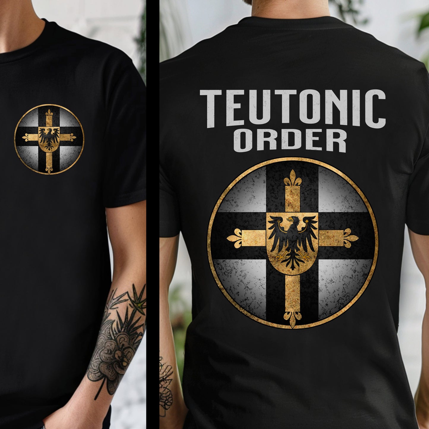 Black / S Teutonic Order Double Sided T-Shirt