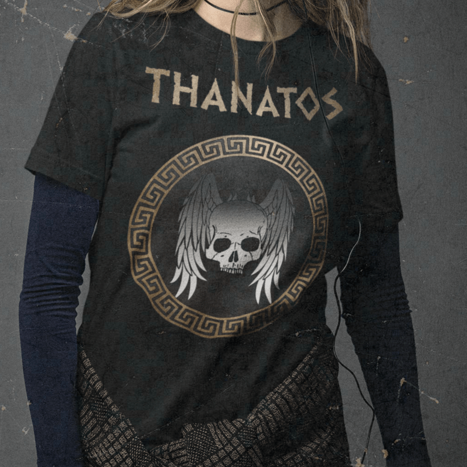 Black / S Thanatos Ancient Greek God T-Shirt