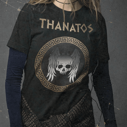 Black / S Thanatos Ancient Greek God T-Shirt