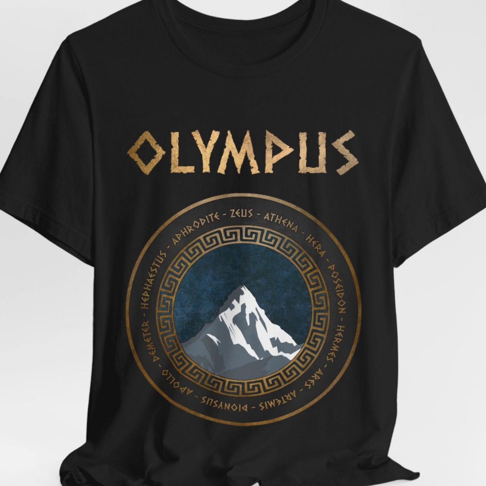Black / S The Twelve Olympians Greek Gods and Goddesses - Mount Olympus T-Shirt