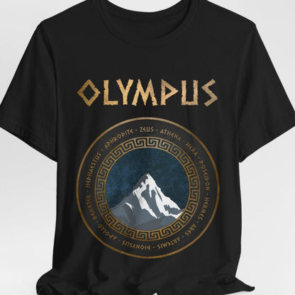 Black / S The Twelve Olympians Greek Gods and Goddesses - Mount Olympus T-Shirt