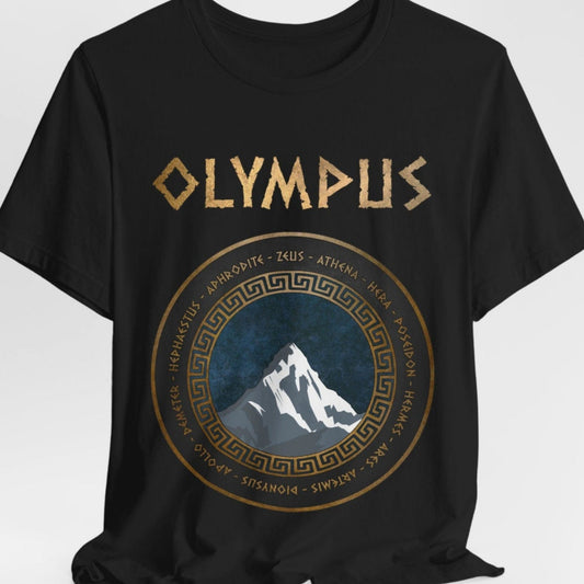 Black / S The Twelve Olympians Greek Gods and Goddesses - Mount Olympus T-Shirt