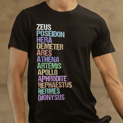 Black / S The Twelve Olympians - Greek Gods and Goddesses T-Shirt