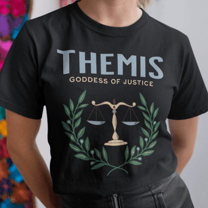 Black / S Themis Greek Goddess of Justice - Ancient Greek Mythology T-shirt