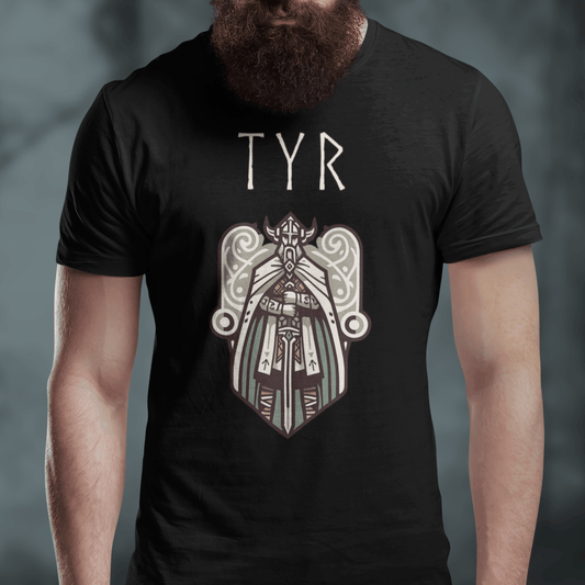 Black / S Tyr Norse God of War and Justice - Viking Mythology T-shirt