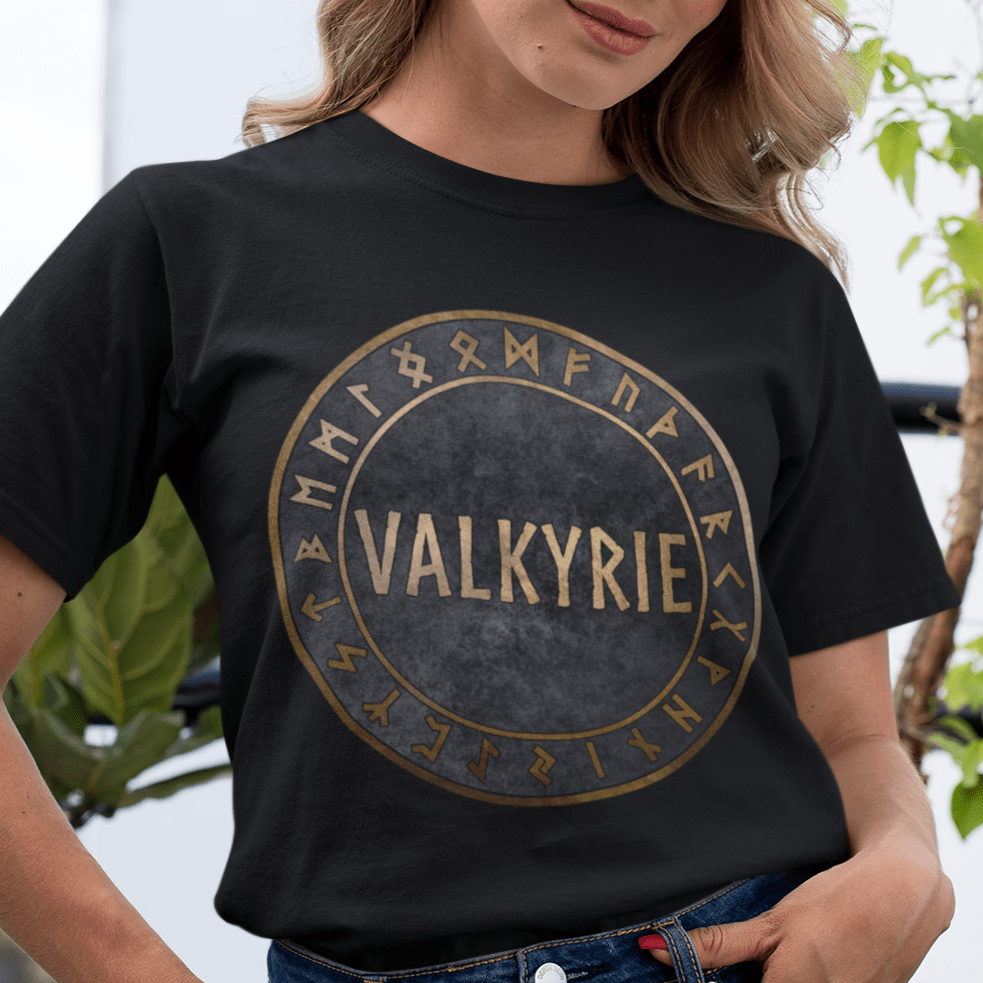 Black / S Valkyrie - Norse Runes T-Shirt