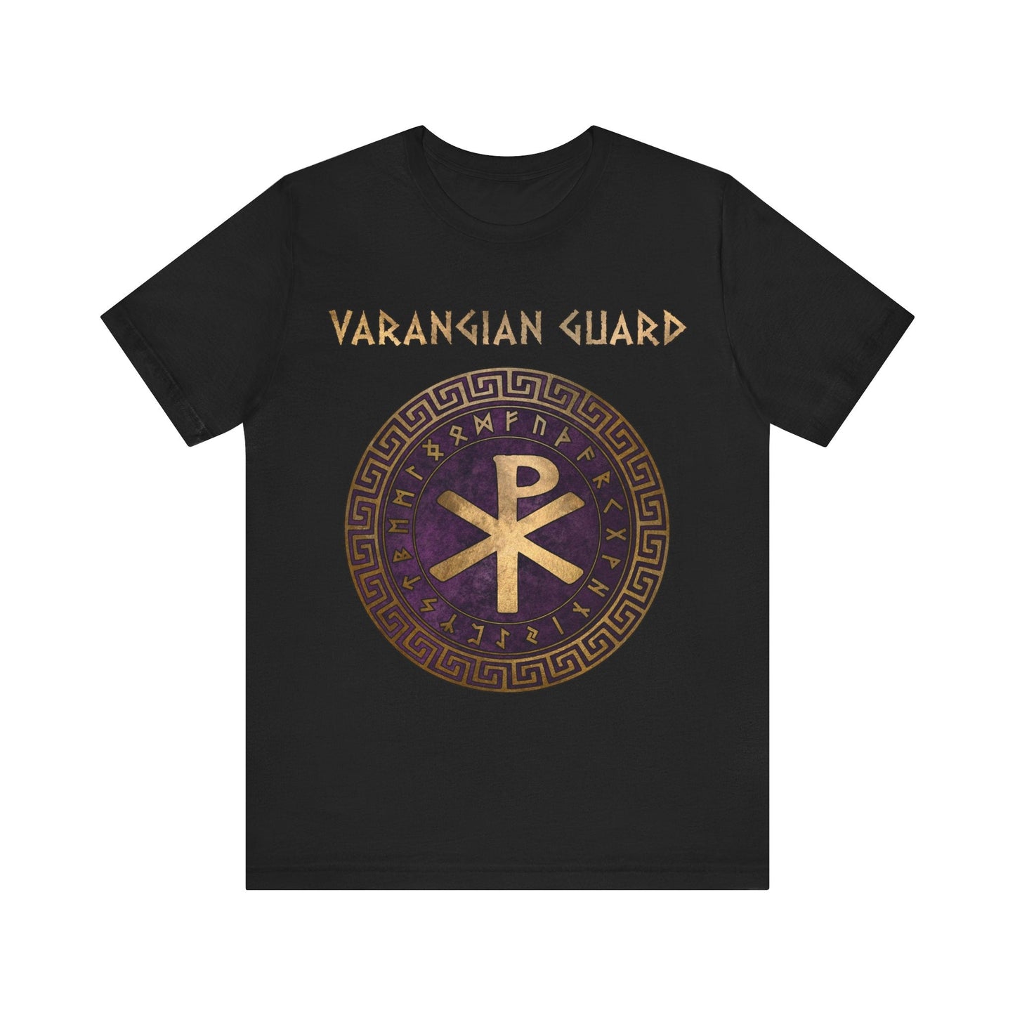 Black / S Varangian Guard Byzantine Empire Chi Rho with Runes T-Shirt