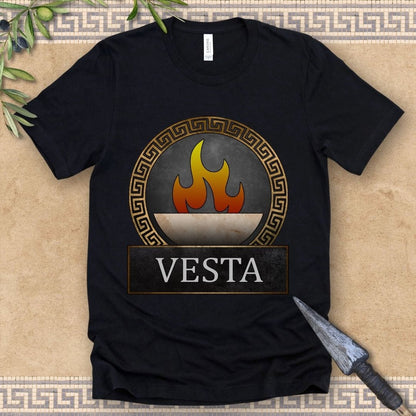 Black / S Vesta Roman Goddess Symbol T-Shirt