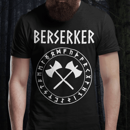Black / S Viking Berserker with Runes T-shirt