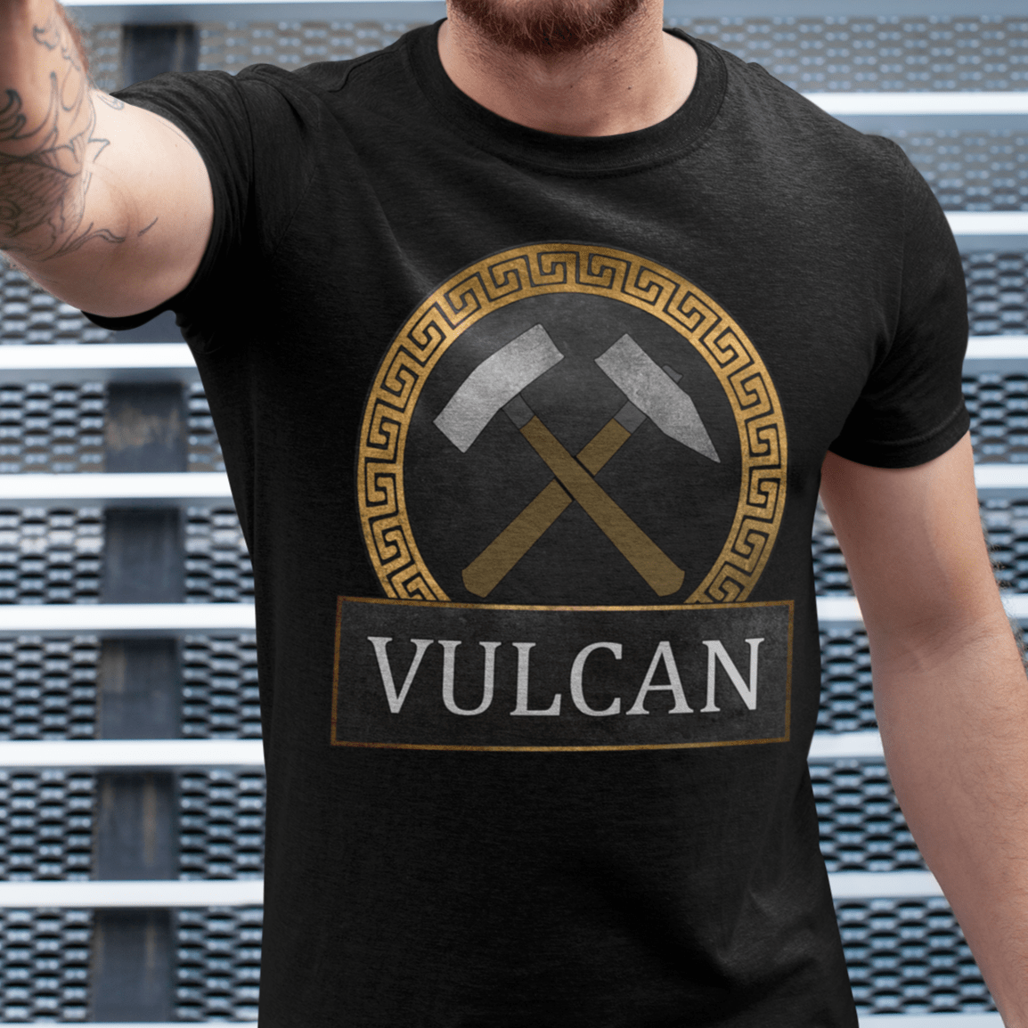 Black / S Vulcan Ancient Roman God T-Shirt