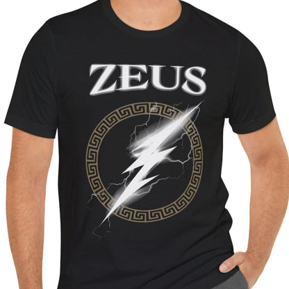 Black / S Zeus Greek God Thunderbolt of Zeus T-Shirt