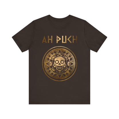 Brown / S Ah Puch Mayan God of Death Symbol T-shirt