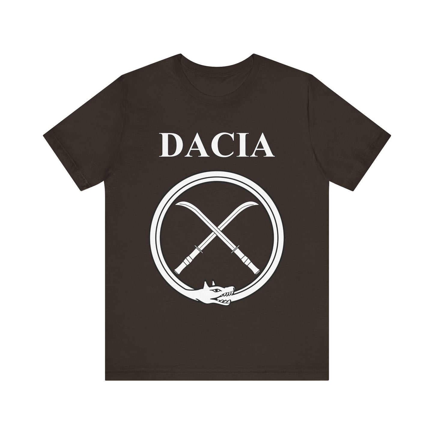 Brown / S Dacia Ancient Dacian Draco and Falx Symbol T-Shirt