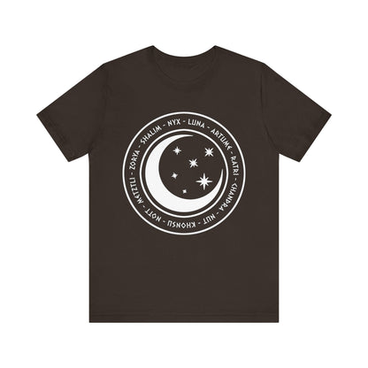 Brown / S Gods and Goddesses of the Night, Stars and Moon - Ancient Mythology and Paganism T-shirt