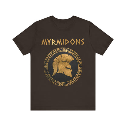 Brown / S Myrmidons Warriors of Pythia and Achilles T-Shirt