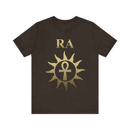 Brown / S Ra Ancient Egyptian God Sun God Ankh T-Shirt
