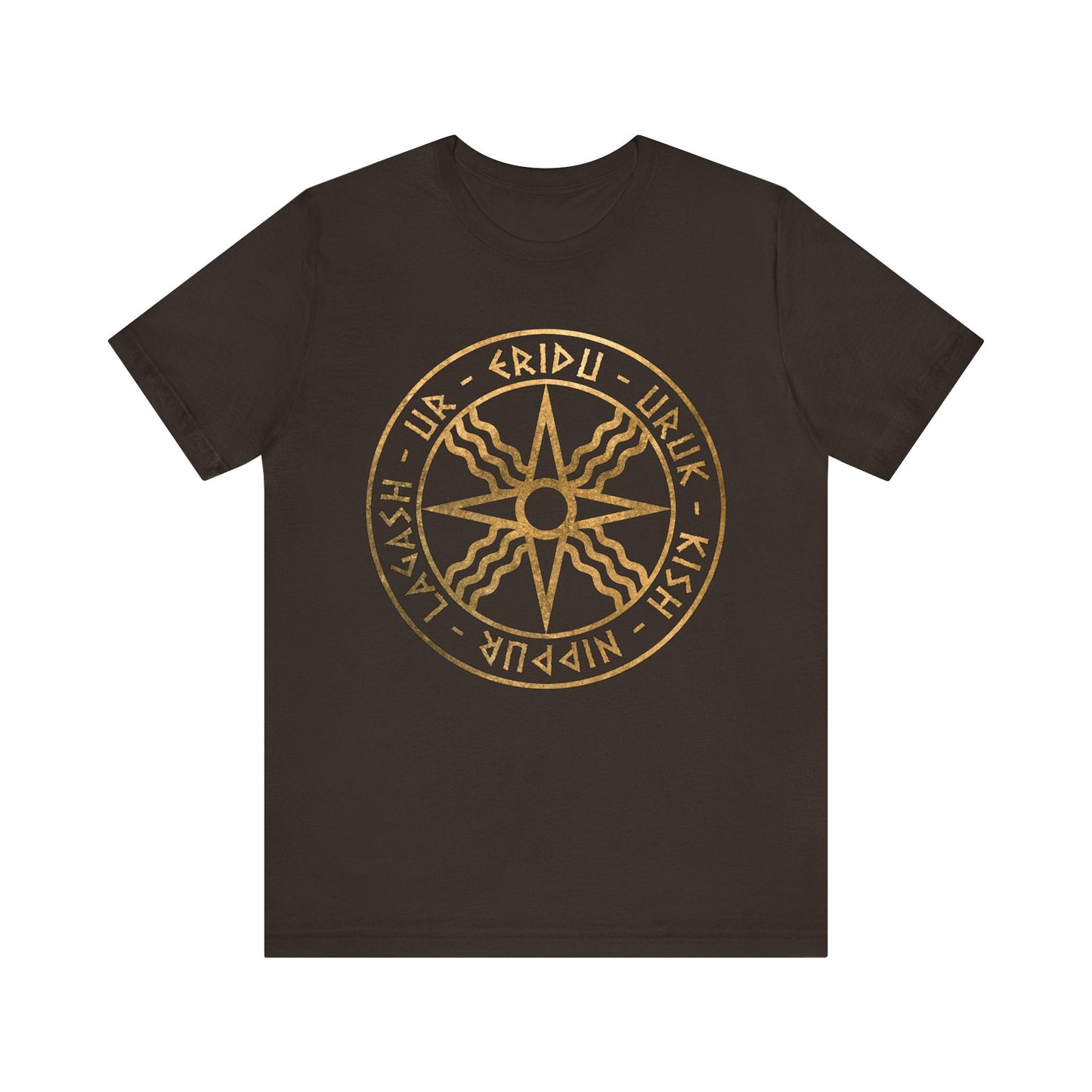 Brown / S Sumer Ancient Mesopotamian Cities God Utu Symbol T-Shirt