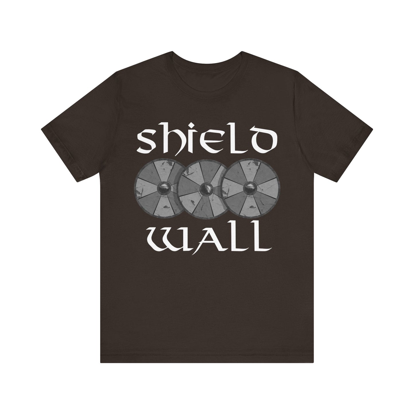 Brown / S Viking Shield Wall Norse Warrior T-Shirt