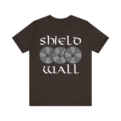 Brown / S Viking Shield Wall Norse Warrior T-Shirt