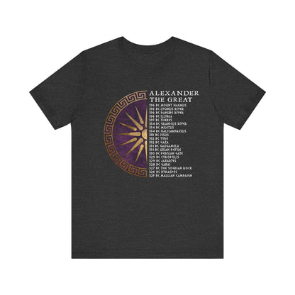 Dark Grey Heather / S Alexander the Great Battles - Ancient Macedon T-Shirt