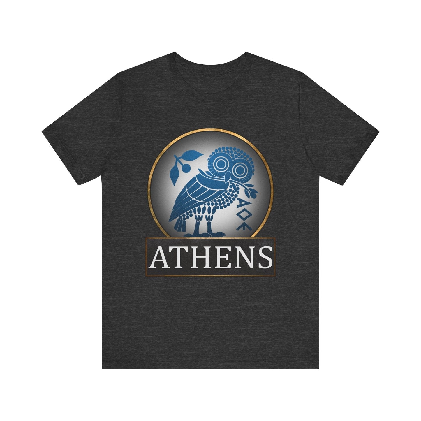 Dark Grey Heather / S Ancient Athens - Athenian Owl Symbol of Greek Goddess Athena T-shirt