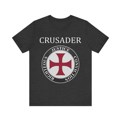 Dark Grey Heather / S Crusader Symbol - Medieval Knight Shield Virtues T-shirt