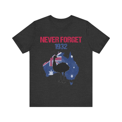 Dark Grey Heather / S Emu War 1932 - Never Forget T-Shirt