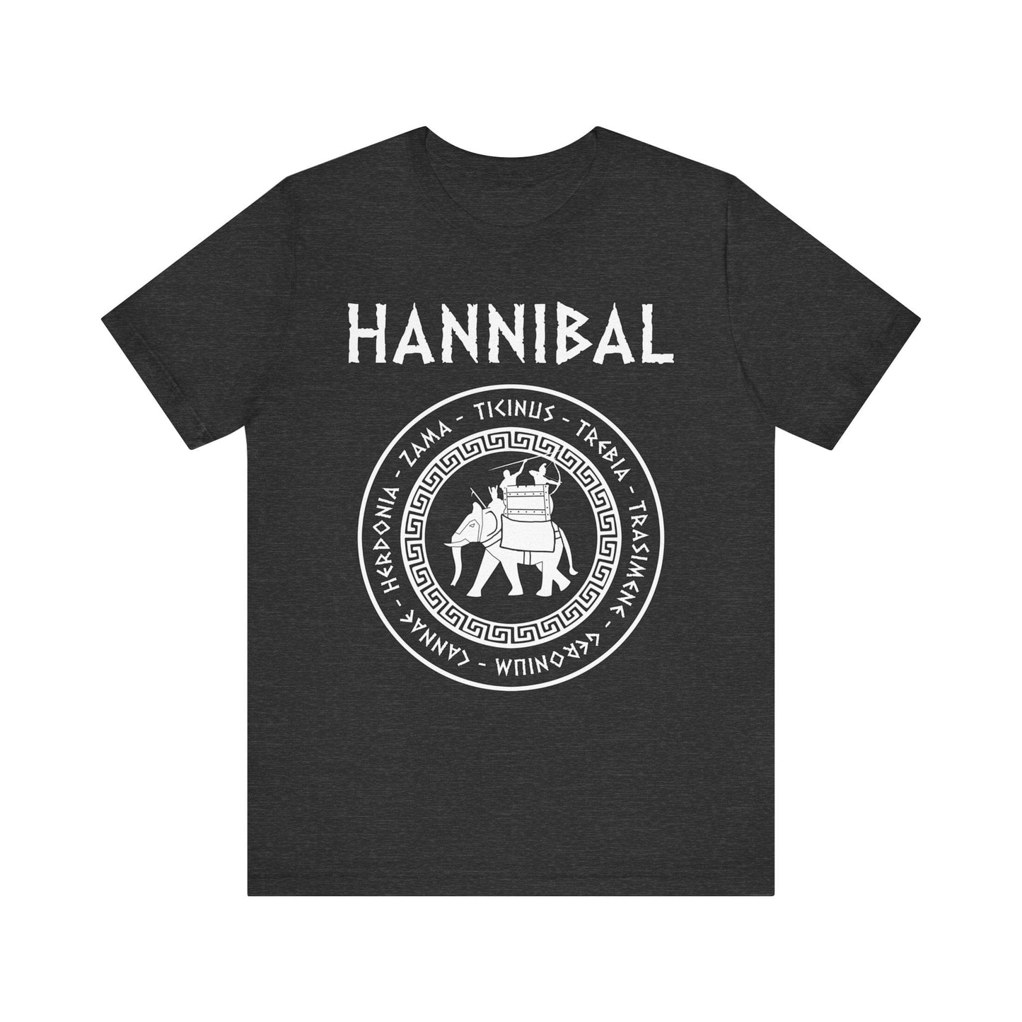Dark Grey Heather / S Hannibal Barca 2nd Punic War Battles War Elephant Symbol T-Shirt