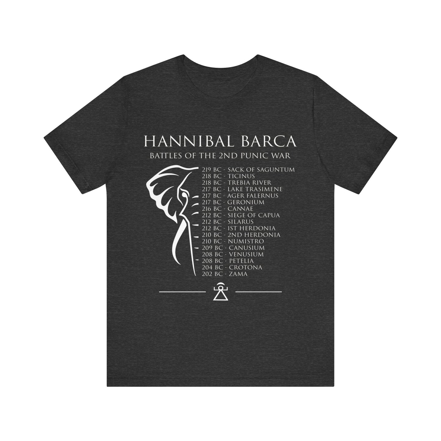 Dark Grey Heather / S Hannibal Barca Battles of the 2nd Punic War T-shirt