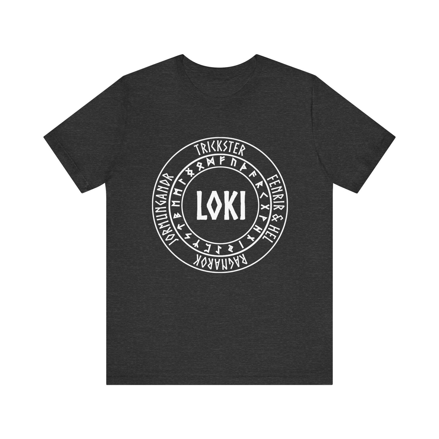 Dark Grey Heather / S Loki Norse God with Futhark Runes T-shirt