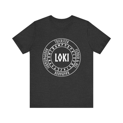 Dark Grey Heather / S Loki Norse God with Futhark Runes T-shirt