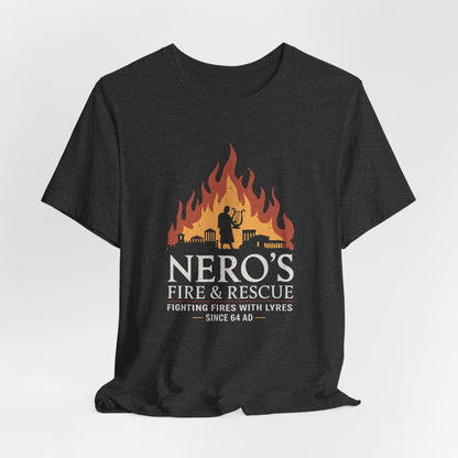 Dark Grey Heather / S Nero's Fire & Rescue - Funny Ancient Rome T-Shirt