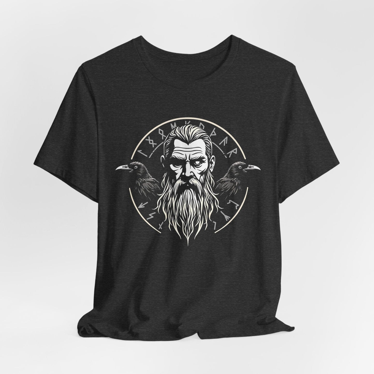 Dark Grey Heather / S Odin - Huginn and Muninn - Norse Mythology T-Shirt