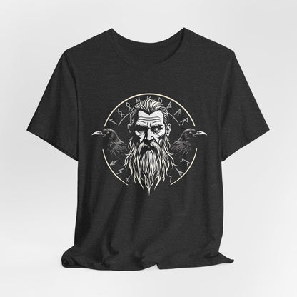 Dark Grey Heather / S Odin - Huginn and Muninn - Norse Mythology T-Shirt